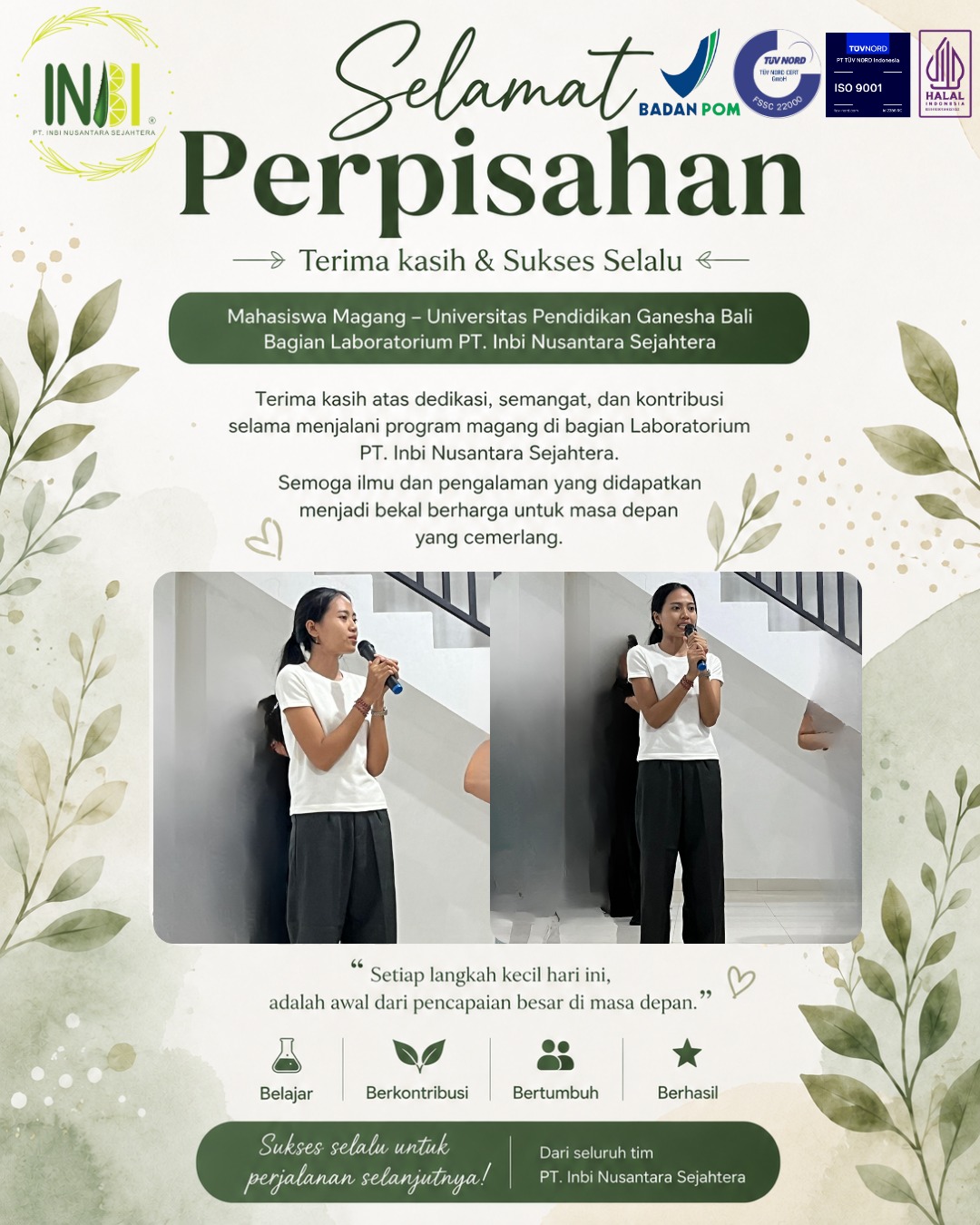 Farewell to Our Internship Students from Universitas Pendidikan Ganesha (Undiksha) Bali